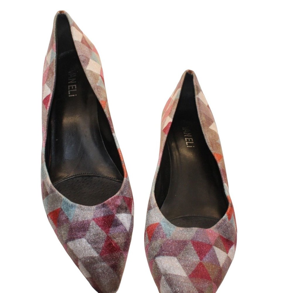 Vintage Vaneli Womens Size 9.5N Diamond Pattern Kitten Heels Velvet Shoes - Picture 3 of 10